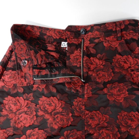 GANNI Floral Jacquard Maxi SKIRT Size 40 8 L High Risk Red Slit Pockets EUC - Picture 13 of 15